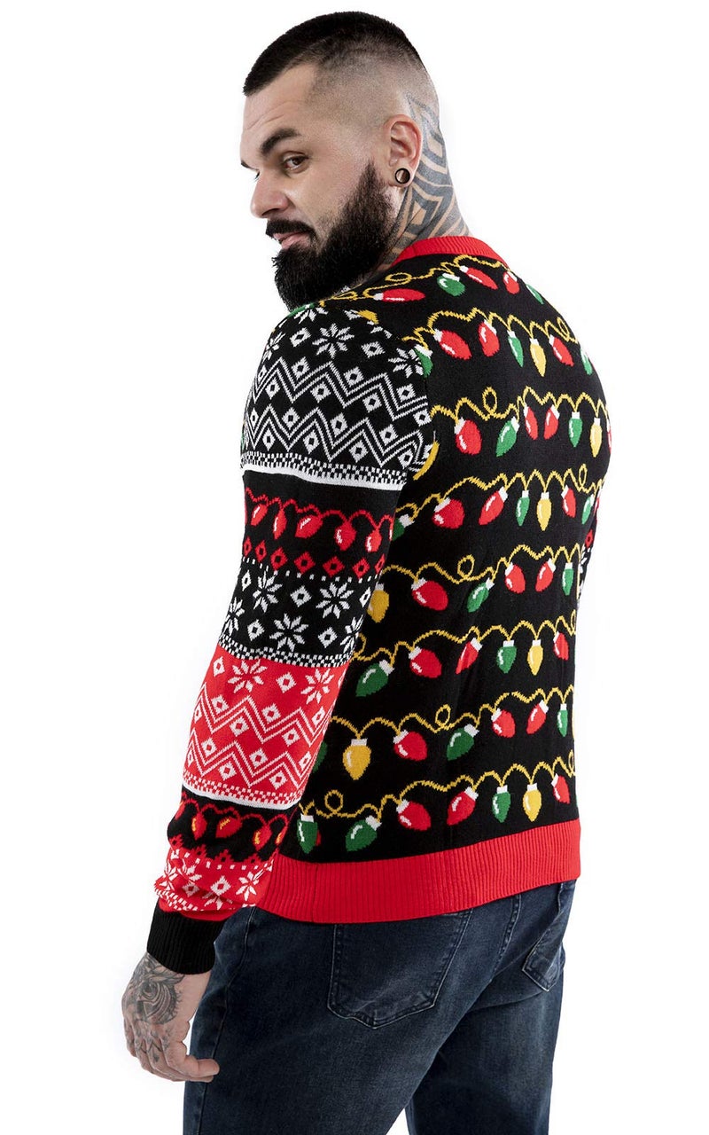 U LOOK UGLY TODAY LED Ugly Christmas Sweater for Men, Unisex Women Xmas Pullover with Light for Party Festive Santa Shine Large - Image 3